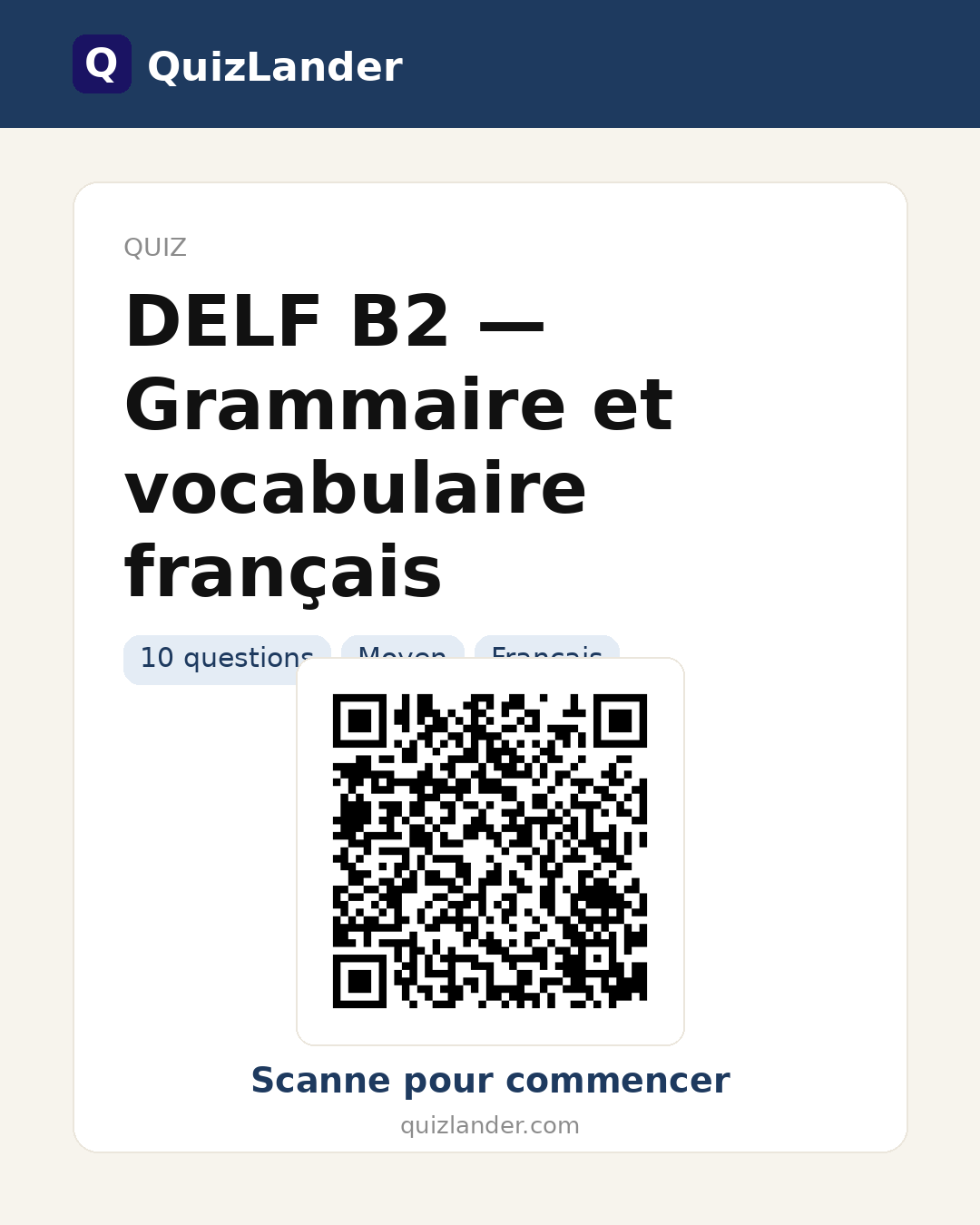 Carte de partage pour DELF B2 — Grammaire et vocabulaire français