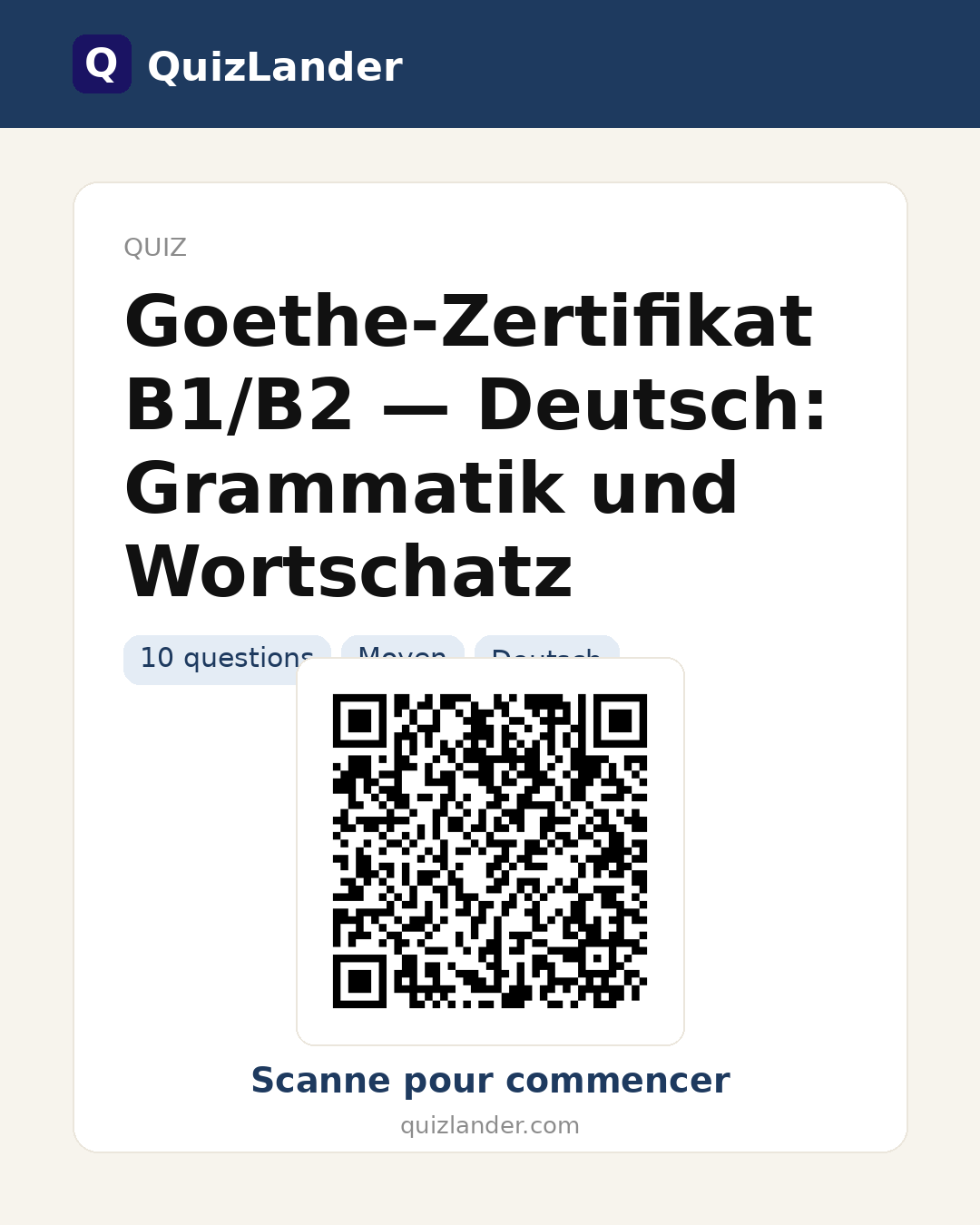 Carte de partage pour Goethe-Zertifikat B1/B2 — Deutsch: Grammatik und Wortschatz