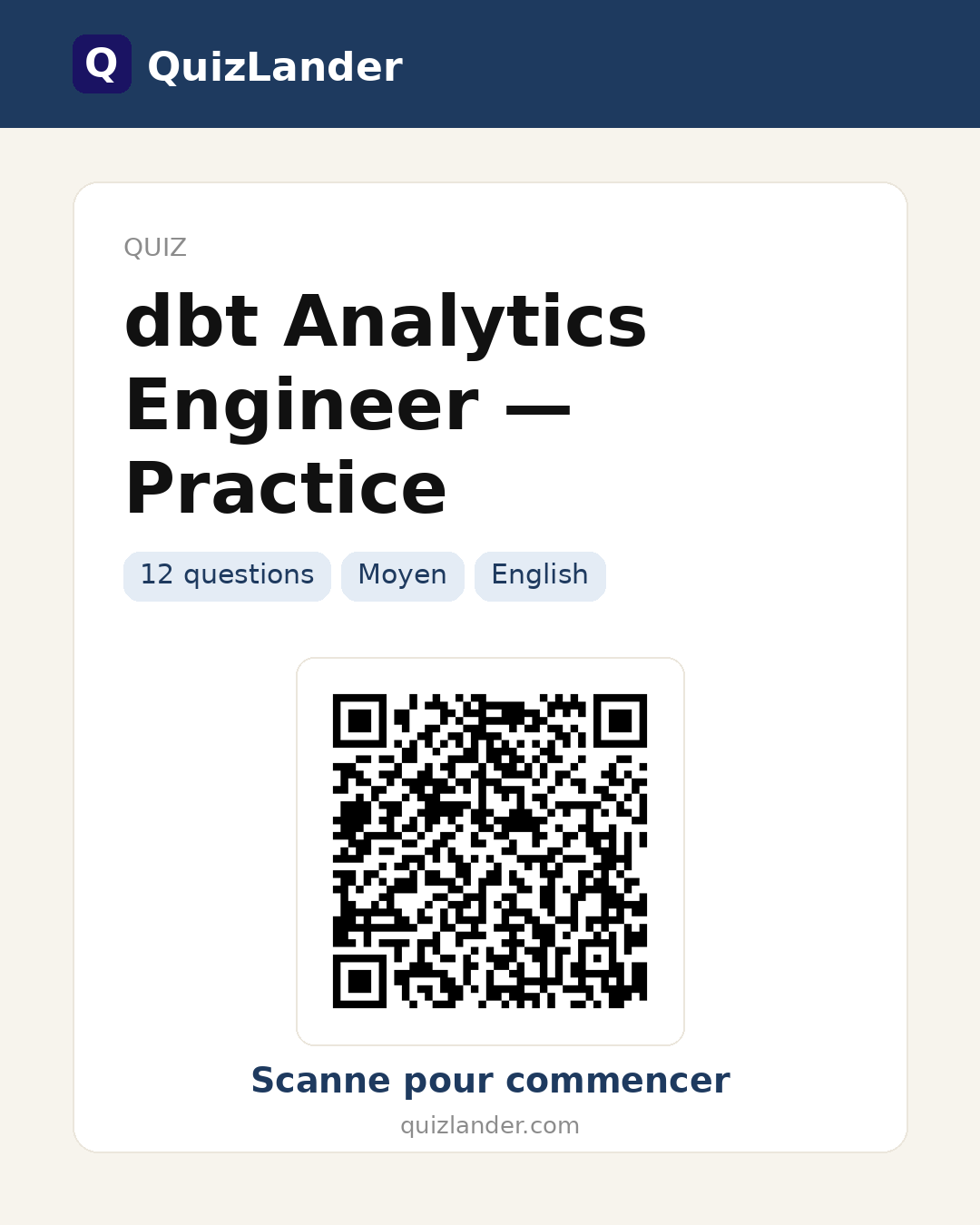 Carte de partage pour dbt Analytics Engineer — Practice