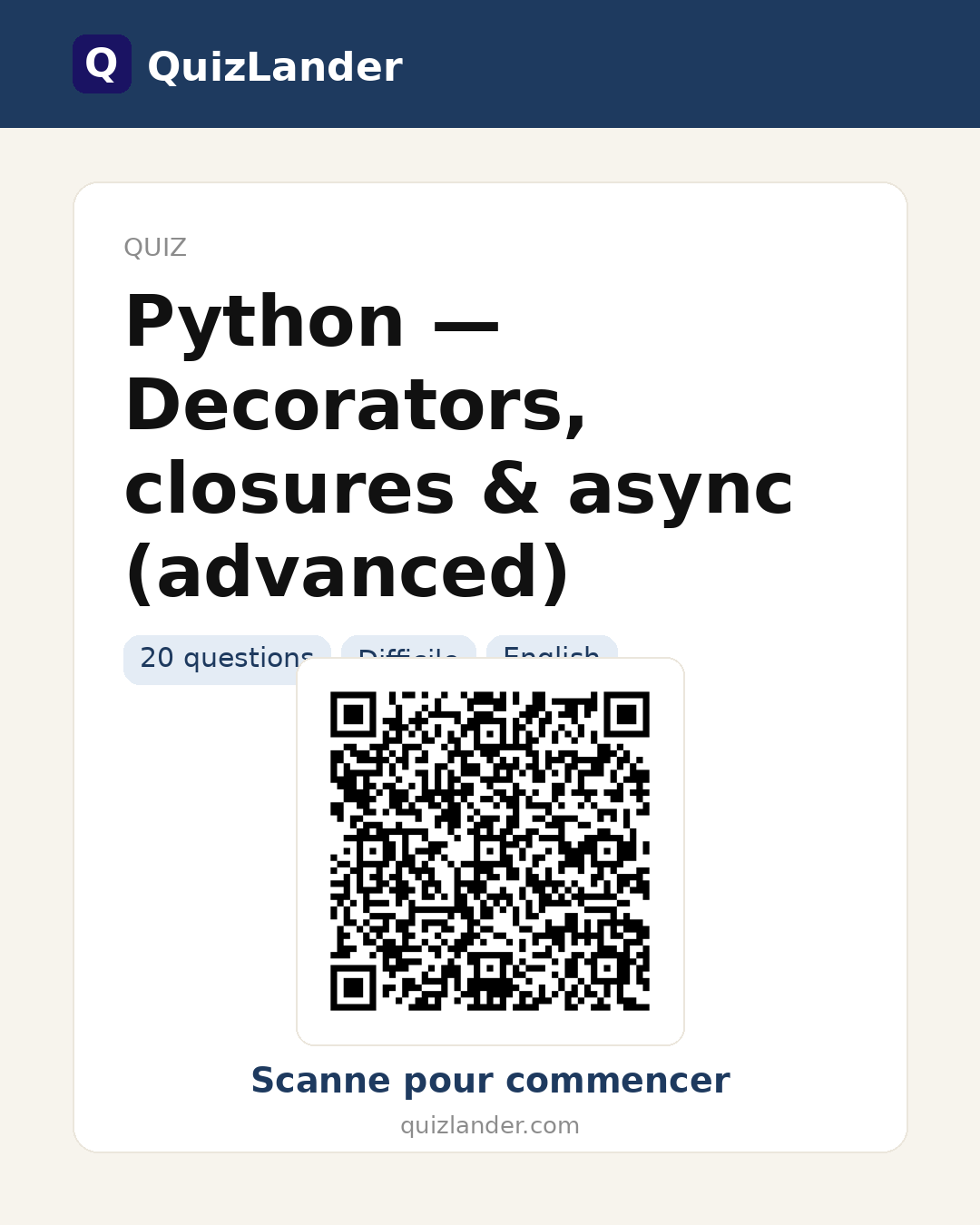 Carte de partage pour Python — Decorators, closures & async (advanced)