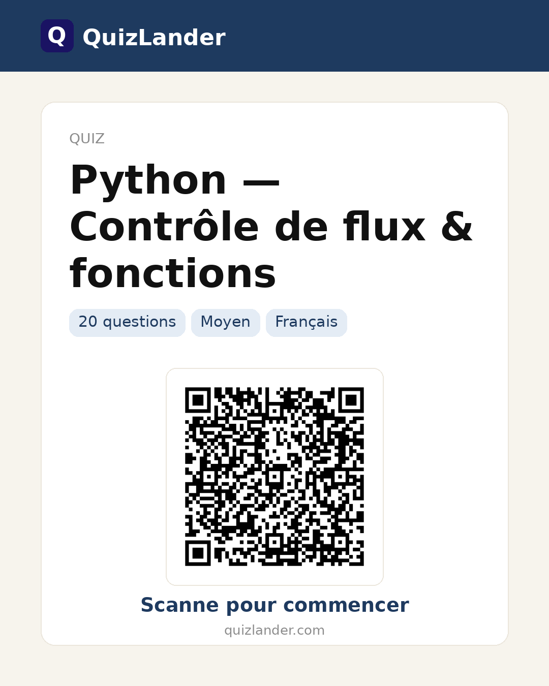 Carte de partage pour Python — Contrôle de flux & fonctions
