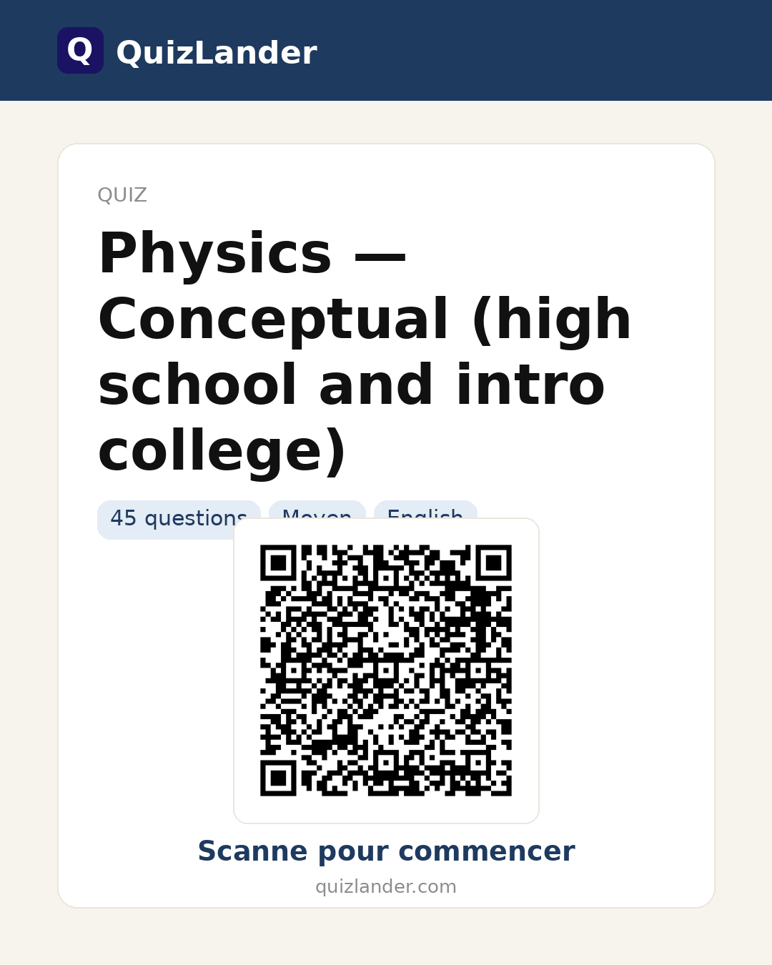 Carte de partage pour Physics — Conceptual (high school and intro college)