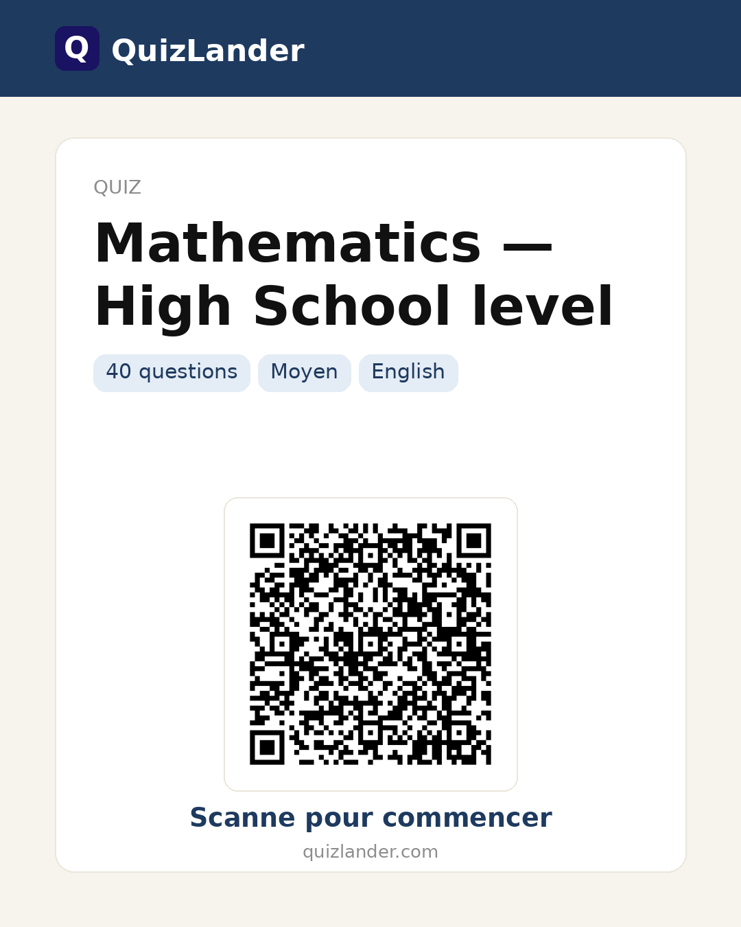 Carte de partage pour Mathematics — High School level