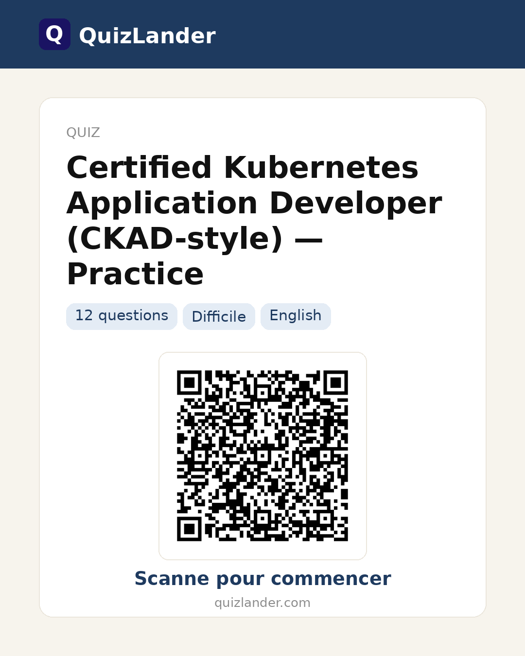 Carte de partage pour Certified Kubernetes Application Developer (CKAD-style) — Practice