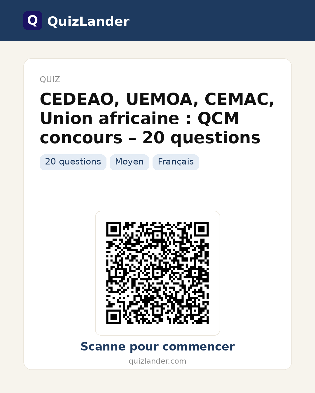 Carte de partage pour CEDEAO, UEMOA, CEMAC, Union africaine : QCM concours – 20 questions