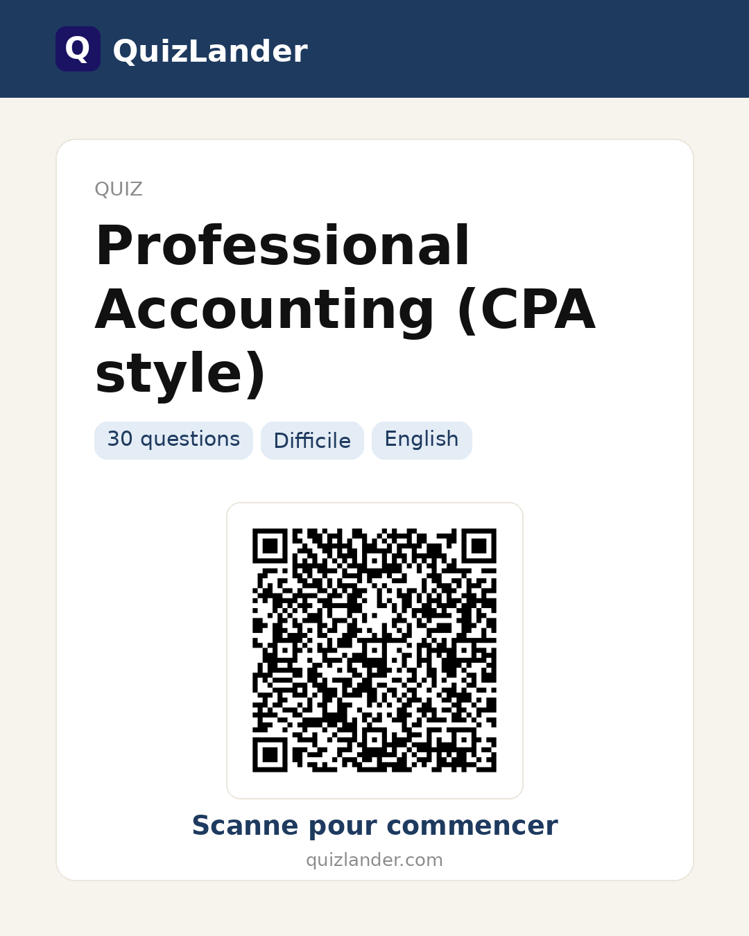 Carte de partage pour Professional Accounting (CPA style)