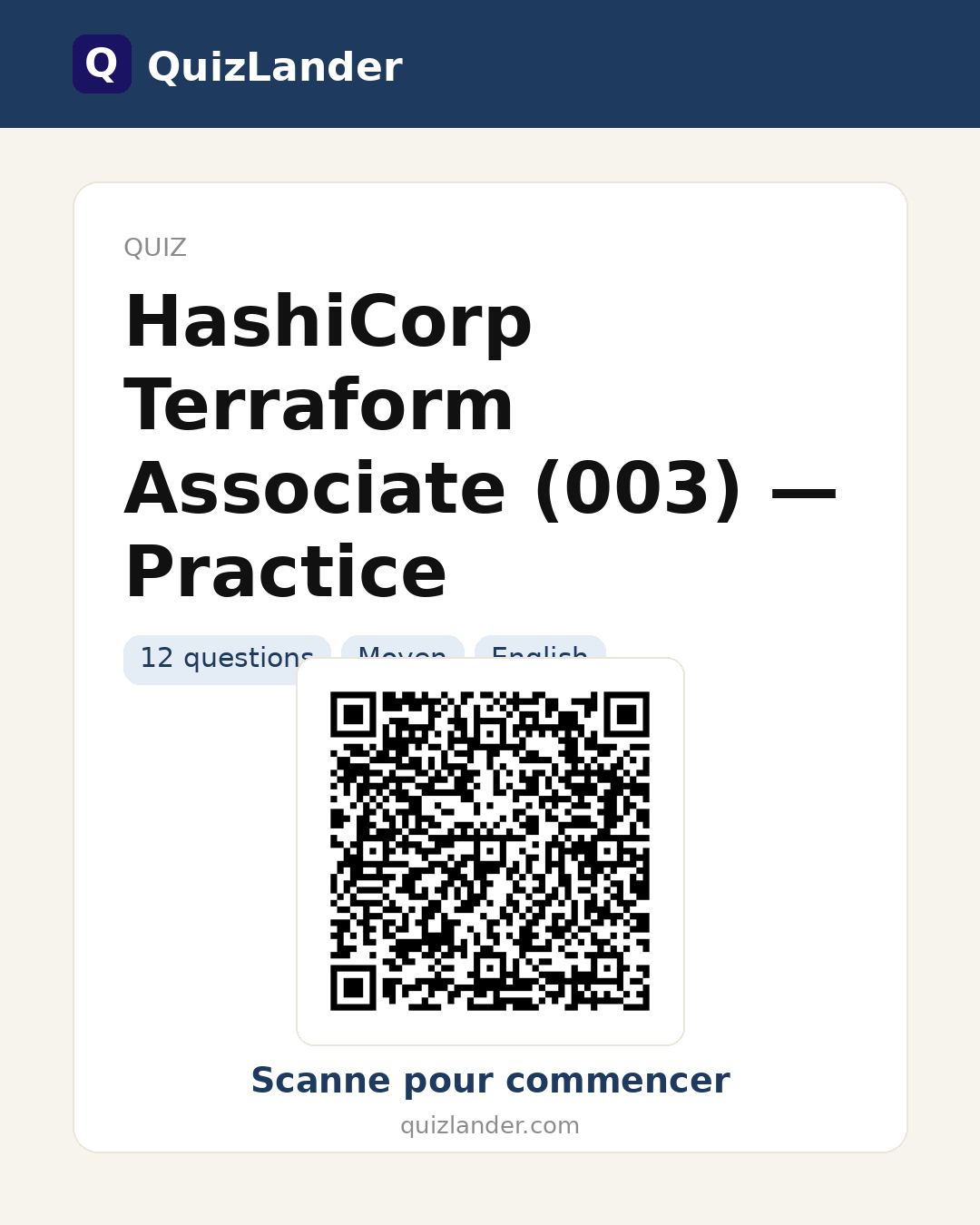 Carte de partage pour HashiCorp Terraform Associate (003) — Practice