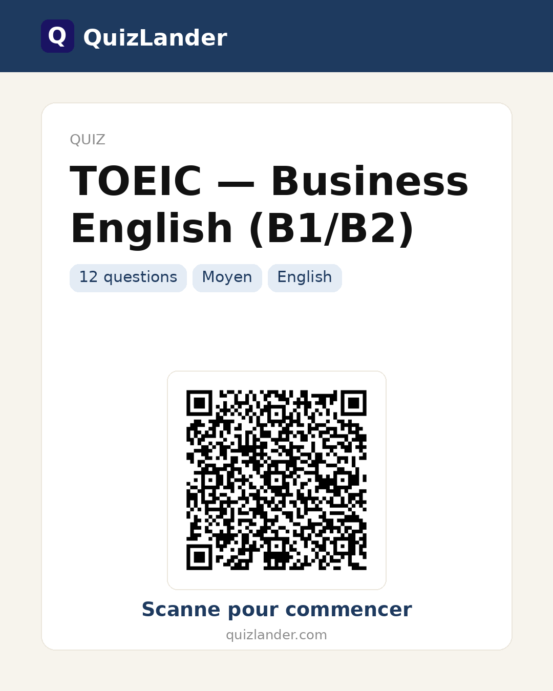 Carte de partage pour TOEIC — Business English (B1/B2)