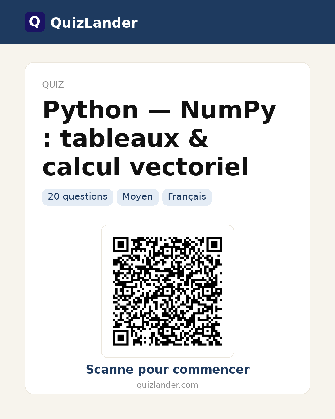 Carte de partage pour Python — NumPy : tableaux & calcul vectoriel