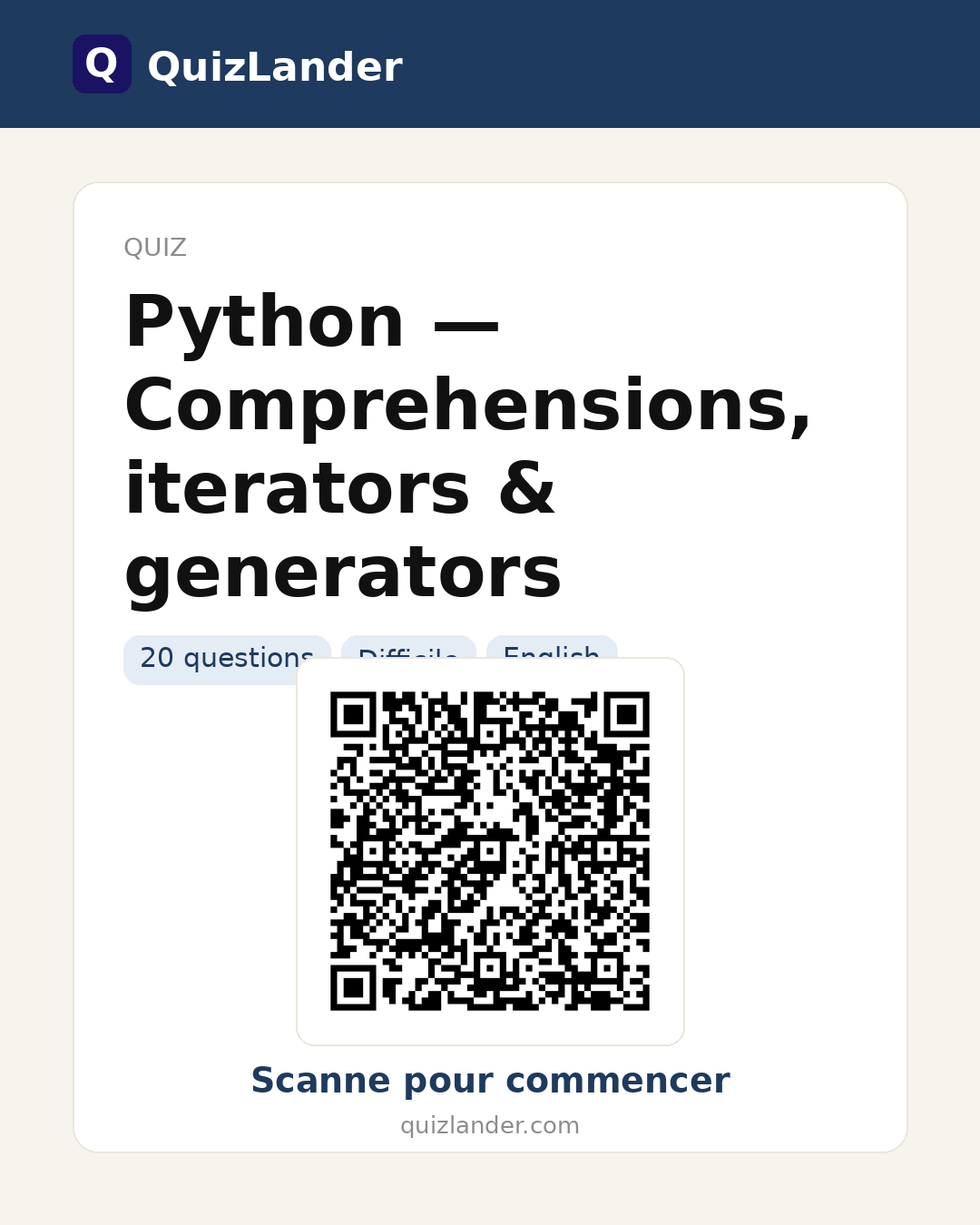 Carte de partage pour Python — Comprehensions, iterators & generators