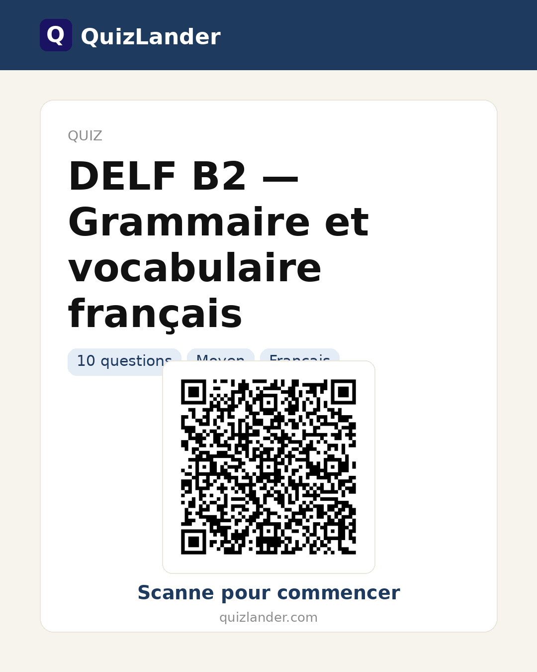 Carte de partage pour DELF B2 — Grammaire et vocabulaire français