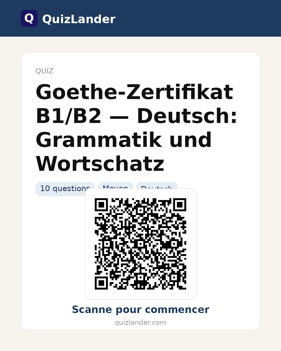 Carte de partage pour Goethe-Zertifikat B1/B2 — Deutsch: Grammatik und Wortschatz