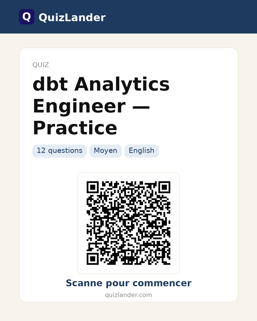 Carte de partage pour dbt Analytics Engineer — Practice